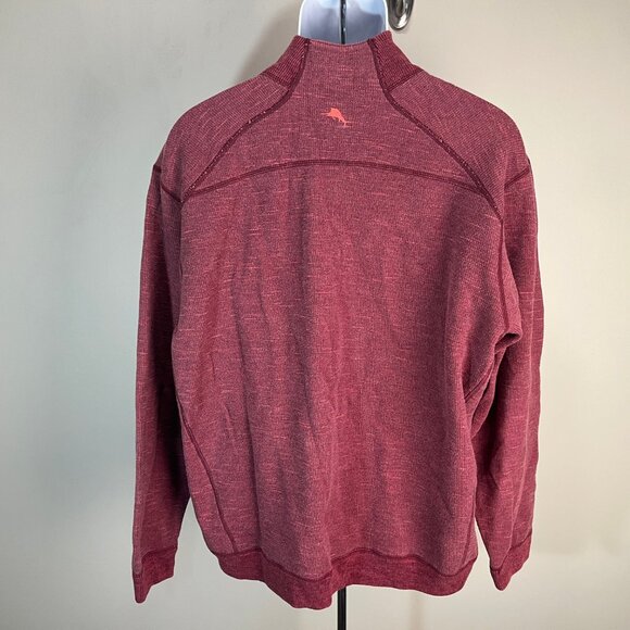 Tommy Bahama Men's rose and pink reversible 1/2 zip golf Sweater XL EUC - Picture 5 of 5
